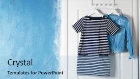  Presentation with patient clothes - Theme with female clothes hanging on door background and a light blue colored foreground