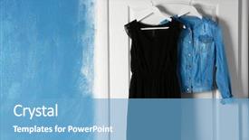  Presentation with clothes - Beautiful theme featuring female clothes hanging on door backdrop and a  colored foreground