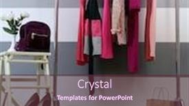  Presentation with room - Amazing theme having female-clothes-on-hangers backdrop and a tawny brown colored foreground