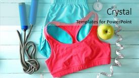  Presentation with basketball female blue - Slide set featuring female clothing equipment and apple background and a seafoam green colored foreground