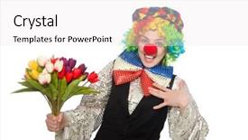  Presentation with clown - Audience pleasing PPT layouts consisting of female clown isolated on white backdrop and a sky blue colored foreground