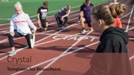  Presentation with group training - Presentation theme enhanced with female-coach-and-group background and a violet colored foreground