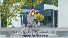  Presentation with faces - Audience pleasing PPT theme consisting of female-colleagues-entrepreneurs-wearing-masks backdrop and a light gray colored foreground