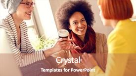  Presentation with pause - Slides consisting of female colleagues in firm background and a coral colored foreground