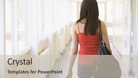  Presentation with female college student uti - Theme with female college student in university background and a soft green colored foreground