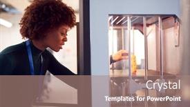  Presentation with college - Presentation theme enhanced with female-college-student-studying-engineering background and a coral colored foreground