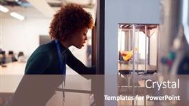  Presentation with college - Cool new presentation theme with female-college-student-studying-engineering backdrop and a coral colored foreground