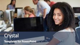  Presentation with college - Slide deck having african american teen girls - female college student using computer background and a navy blue colored foreground