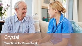  Presentation with community - Audience pleasing theme consisting of female community nurse visits senior backdrop and a coral colored foreground