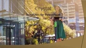  Presentation with commuter - Slide set enhanced with commuter riding electric push scooter background and a yellow colored foreground