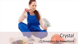  Presentation with housekeeping - PPT layouts with female construction worker background and a  colored foreground