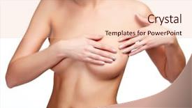  Presentation with breast cancer diagnosis - Slide set consisting of female controlling breast for cancer background and a lemonade colored foreground