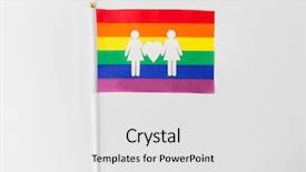  Presentation with lgbt pride flag rainbow flag - Colorful PPT layouts enhanced with female couple white paper pictogram backdrop and a white colored foreground