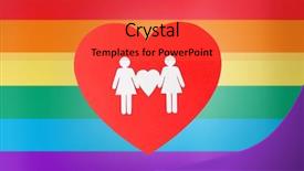  Presentation with gay pride - Slide deck with female couple white paper pictogram background and a red colored foreground