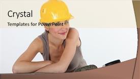  Presentation with craftsman - Amazing PPT layouts having female craftsman backdrop and a yellow colored foreground