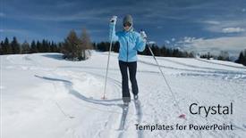  Presentation with cross - Colorful slides enhanced with female cross-country skier backdrop and a lemonade colored foreground
