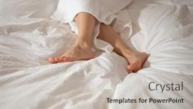  Presentation with feet - Presentation theme consisting of female-crossed-barefoot-feet-lying background and a light gray colored foreground