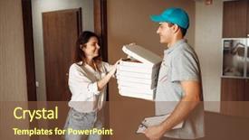  Presentation with delivery boy - Colorful slide deck enhanced with female customer and delivery boy backdrop and a  colored foreground