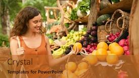  Presentation with market - Slides enhanced with female-customer-at-market-stall and a gold colored foreground