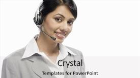 Presentation with health care customer service - Presentation theme having female customer care executive wearing background and a light gray colored foreground
