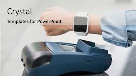  Presentation with nfc - Amazing theme having female customer paying through smart backdrop and a light gray colored foreground