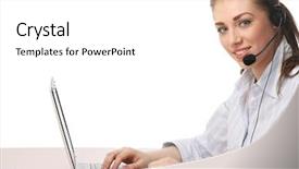  Presentation with customer service - Amazing theme having female customer service consultant working backdrop and a white colored foreground