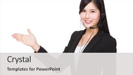  Presentation with excellent customer service - PPT layouts featuring female customer services with open background and a light gray colored foreground