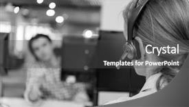  Presentation with customer service phone number - PPT theme having female customer support phone operator background and a  colored foreground