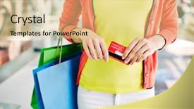  Presentation with plastic bags - Cool new theme with female customer with plastic card backdrop and a blonde colored foreground