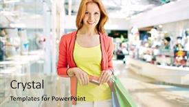  Presentation with plastic bags - Amazing theme having female customer with plastic card backdrop and a  colored foreground