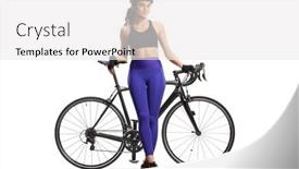  Presentation with female ovary cycle - Presentation design featuring female-cyclist-sitting background and a white colored foreground