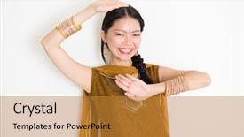  Presentation with traditional dancing - Slide set featuring female dancer in traditional punjabi background and a gold colored foreground