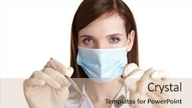  Presentation with dental assistant - Presentation design consisting of female dental assistant holding tool background and a lemonade colored foreground