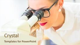  Presentation with denture - Colorful PPT theme enhanced with female dental technician or orthodontist backdrop and a cream colored foreground