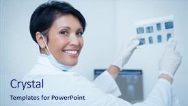  Presentation with dentist - Audience pleasing presentation consisting of female dentist holding x-ray backdrop and a sky blue colored foreground