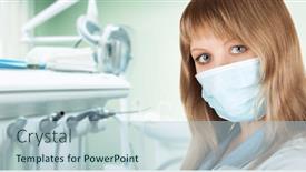  Presentation with mask - Audience pleasing slides consisting of female-dentist-in-protective-mask backdrop and a light blue colored foreground