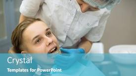  Presentation with correction - PPT layouts enhanced with female-dentist-puts background and a teal colored foreground