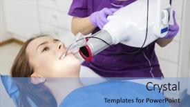  Presentation with dentist xray - Cool new presentation with dental radiographies - female dentist taking xray backdrop and a light blue colored foreground