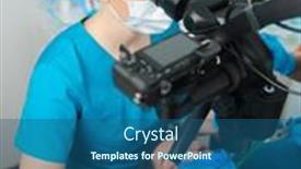  Presentation with dental office - Presentation theme consisting of female-dentist-using-dental-microscope background and a ocean colored foreground