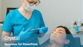  Presentation with anesthesia - Slides with female-dentist-with-cartridge-syringe background and a teal colored foreground