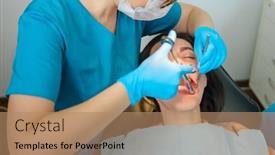  Presentation with anesthetic - Presentation featuring female-dentist-with-cartridge-syringe background and a  colored foreground