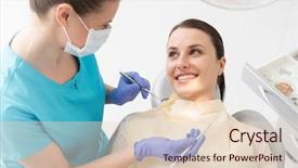  Presentation with work in clinic dental surgery - Colorful PPT layouts enhanced with female dentist with dental equipment backdrop and a lemonade colored foreground