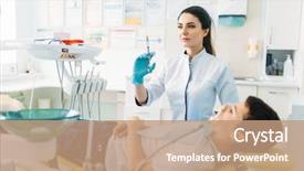  Presentation with pediatric dentist - Amazing slide deck having female dentist with syringe pediatric backdrop and a coral colored foreground
