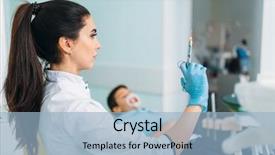  Presentation with pediatric dentist - Slide deck featuring female dentist with syringe pediatric background and a light blue colored foreground