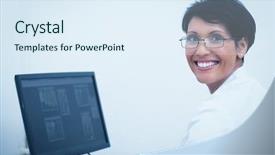  Presentation with portrait of excited overjoyed female - Audience pleasing theme consisting of female dentist with x-ray backdrop and a sky blue colored foreground