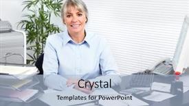  Presentation with accounting - Presentation featuring female desk - business woman working background and a  colored foreground