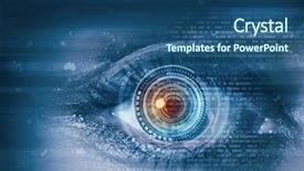  Presentation with female security - Beautiful PPT theme featuring female digital eye with security backdrop and a ocean colored foreground