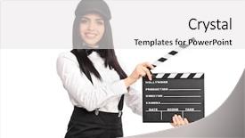  Presentation with director - Beautiful slides featuring female director holding a movie backdrop and a white colored foreground