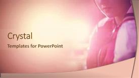  Presentation with portrait of excited overjoyed female - Cool new slide deck with female dj listening to music backdrop and a cream colored foreground