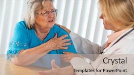  Presentation with shoulder - Colorful slides enhanced with female doctor about sore backdrop and a mint green colored foreground